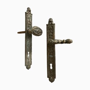 Empire Bronze Door Handle and Cover Plate, France, 1890s