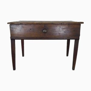 Mesa de granja de castaño con cajón, siglo XIX