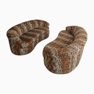 Large Vintage Leopard Print Sofas, 1980s, Set of 2