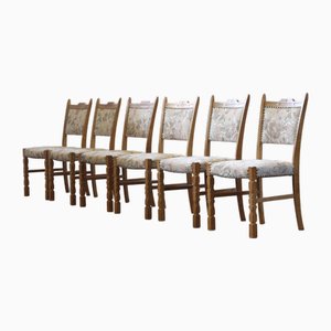 Vintage Brualist Danish Oak Dining Chairs by Henning Kjærnulf, 1970s, Set of 6