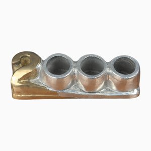 Vintage 2000 Shape Brutalist Bronze & Aluminum Desk Organizer by David Marshall for ART 3