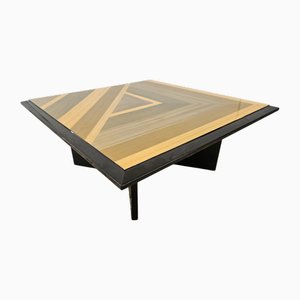 Table Basse Vintage en Bois Laqué à Motifs Géométriques, 1970s