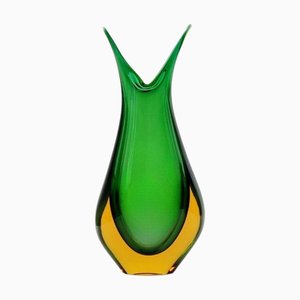 Jarrón Sommerso Mid-Century moderno grande de cristal de Murano de Flavio Poli para Seguso, años 60