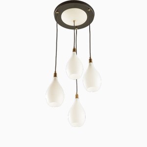 Italienische Vintage Hängelampe aus Opalglas, 1960er
