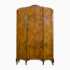 Art Deco Walnut and Walnut Veneer Wardrobe, 1930s