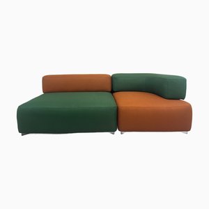 Modulare Zwei-Sitzer Sofas in Grün & Orange von Fritz Hansen, 2er Set