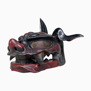 Meiji Wooden Japanese Shishi Mask, 1890s