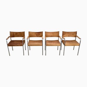 Bauhaus Sattelleder Esszimmerstühle, 4 . Set