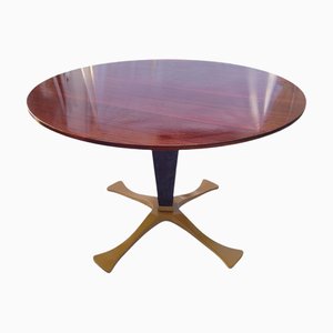 Wood and Brass Table attributed to Fulvio Brembilla for RB Design, 1950s