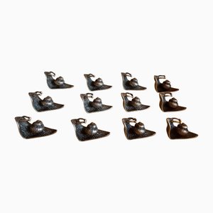 Art Deco Schnecke Messerbänke, 1960er, 12 Set