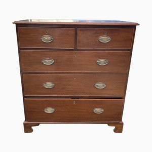 Georgian Mahogany Two Over Three Five Drawer Chest
