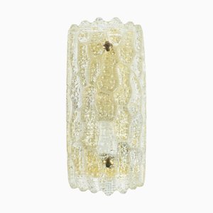 Lampada da parete Mid-Century moderna in vetro e ottone di Carl Fagerlund per Orrefors, Scandinavia, anni '60