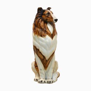 Sculpture Collie Taille Réelle Peinte à la Main de Ronzan, 1970s