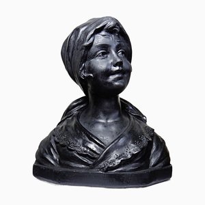 Gipsbüste einer jungen Frau in Monochrom Citti & Frère, 1930er