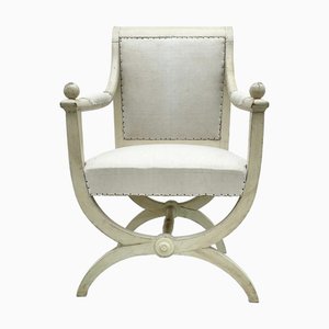 Deux Fauteuils Directoire avec Cadre Blanc, 1810, Set de 2