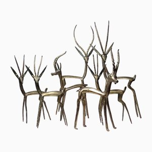 African Gazelles in Brass, 1960s, Set of 7