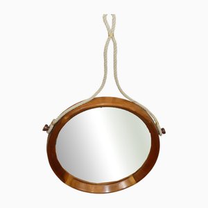 Miroir avec Cadre en Teck et Suspension par Corde, 1960s