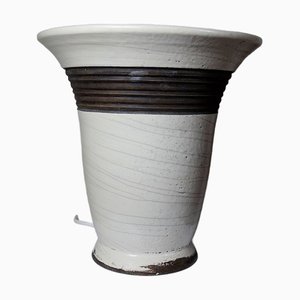 Large Modern Beige and Brown Raku Lamp by Jean Besnard for Keramos Sèvres, 1958