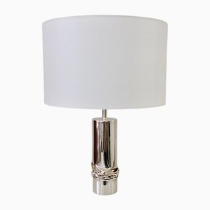 Silver Plated Table Lamp Cheret Edition by Jacques Moniquet, France, 1970s