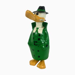 Vintage Hand-Painted Paper Mâché Detective Duck, 1960s