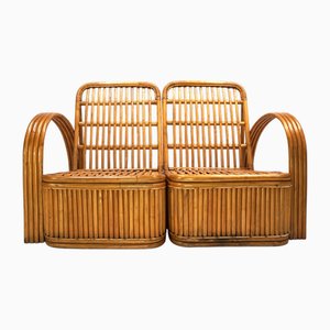 Vintage Rattan Two-Seater Sofa by Paul Frankl, 1940