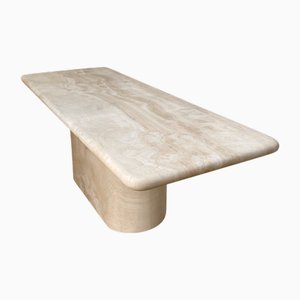 Large Sculptural Curved Edge Travertine Rectangle Dining Table by My Habitat Design