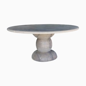 Large Stone Sculptural Marble Round Outdoor Dining Table by My Habitat Design