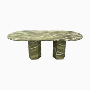 Large Green Marble Oval Dining Table by My Habitat Design