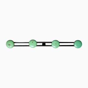 Mid-Century Modern Wall Coat Rack in Black and Green Metal, 1950s