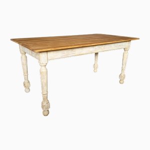 19th Century French Pine Wood Farm Table with a Painted Base