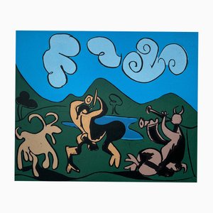 Pablo Picasso, Bacchanal: Fauns and Goat, Linocut, 1962