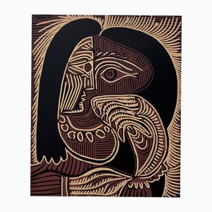Pablo Picasso, Mujer del collar, Linograbado, 1962