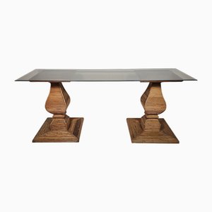 Pencil Reed and Glass Console Table attributed to Vivai del Sud, Italy, 1970s