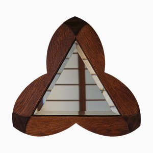 Amsterdam School Trefoil Mirror in Oak and Ebony Macassar, 1930s