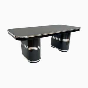 New York Desk in Black Lacquered Metal & Linoleum from Mauser, Germany, 1950