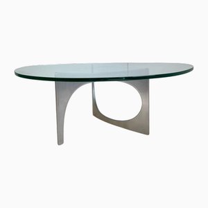 Couchtisch aus Aluminium & Glas von Knut Hesterberg, 1970er