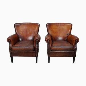 Fauteuils Club Vintage en Cuir Cognac, Pays-Bas, Set de 2