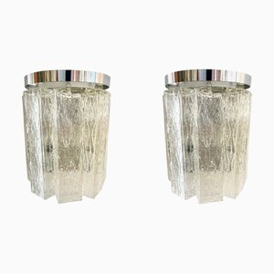 Large Ice Frost Murano Glass Wall Lights from Kaiser Idell / Kaiser Leuchten, 1970s, Set of 2