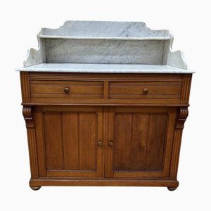 Tocador de baño de nogal y mármol de Carrara