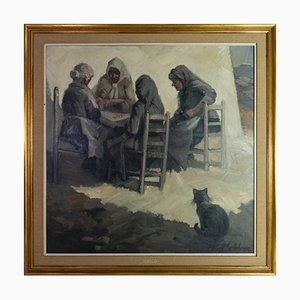 Font Sellabona, Les Velles De La Nostra Terra, 1972, Oil on Canvas, Framed