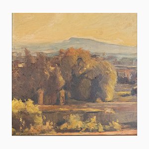 Paysage espagnol à l'heure d'or, Peinture à l'huile