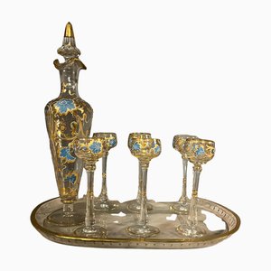 Murano Glass Glasses Set with Bottle, 1950, Set of 8