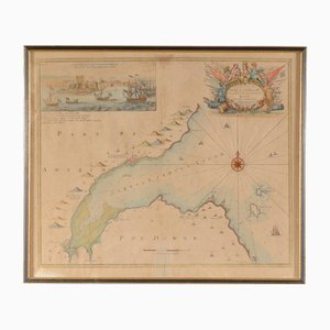 Carta nautica antica di Carreck Fergus Lough del capitano Greenvile Collins, 1750