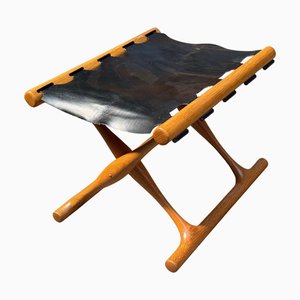 Vintage Folding Oak Stool by Poul Hundevad, 1958