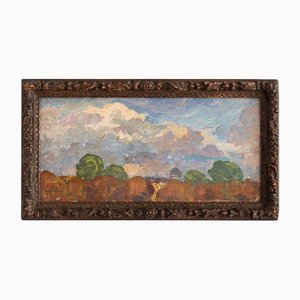 Jean-Louis Lefort, Landschaft unter Sommerhimmel, Ölgemälde an Bord, Frühes 20. Jh., Gerahmt