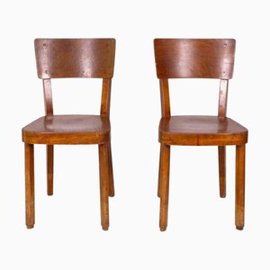 Sillas escolares vintage de madera curvada, años 40