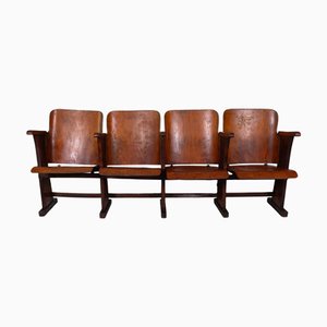 Vintage Theater Seats in Wood, 1950s, Set of 4