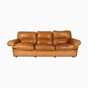 Canapé Trois Places Vintage en Cuir Cognac, 1970s