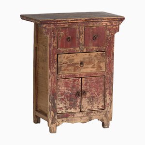 Antique Oriental Cabinet with Red Patina, 1900