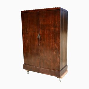 Vintage Art Deco Gentleman's Walnut Wardrobe, 1930